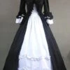 Lolitashow Gothic Black And White Poplin Long Sleeves Lolita One-Piece Dress -AYA Cosplay Shop e24be7a7 6434 45fd b3f5 7d2aaa913617