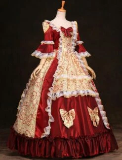 Prom Dress Victorian Dress Rococo Fantastic Ruffles Ball Gown Half Sleeves Red Royal Princess Retro Dress Halloween