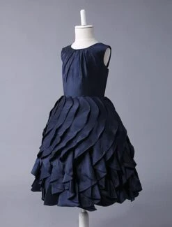 Navy Blue Taffeta Flower Girl Dress With Ruffle Skirt -AYA Cosplay Shop e3c5405e f209 482d ab44 1bf0e86ab237