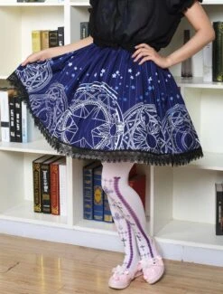 Lolitashow Sweet Lolita Dress Cute Blue Lolita Lace Skirt With Magic Circle Print -AYA Cosplay Shop e47c9cda 82f8 48e0 bab3 5096e9aeb873