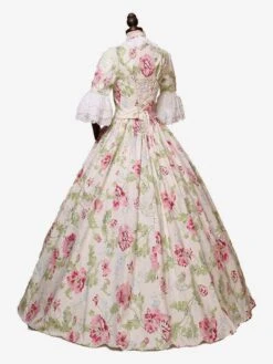 Light Apricot Retro Costumes Women's Floral Print Bows Ruffles Marie Antoinette Costume Polyester Tunic Choker Dress Retro Vintage Clothing -AYA Cosplay Shop e6578ff6 bdd1 46c9 ad98 bedd17eac0b3