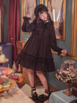 Classic Lolita One Piece Dress Solid Color Long Sleeve Vintage Lolita One Piece Dress -AYA Cosplay Shop e6f699a1 e2c8 4f0e 8b2a 6846144deb9e