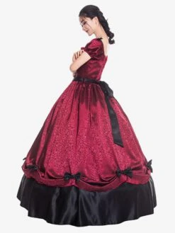 Victorian Dress Costume Women's Burgundy Ruffle Bows Two Tone Satin Pageant Short Sleeves Sweetheart Neckline Victorian Era Style Women Vintage Clothing Halloween -AYA Cosplay Shop e772e89d f283 4c29 ae5f 442c18ba7097