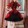 Lolitashow Burgundy Layered Cotton Gothic Lolita Dress For Women