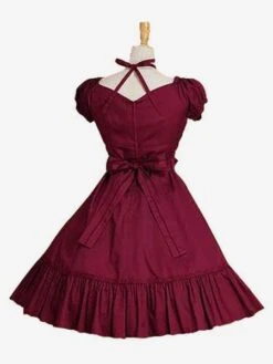 Sweet Lolita Dress OP Burgundy Short Sleeve Lolita One Piece Dress -AYA Cosplay Shop f2df1cf0 93df 4f11 bea1 2feefd0a0016