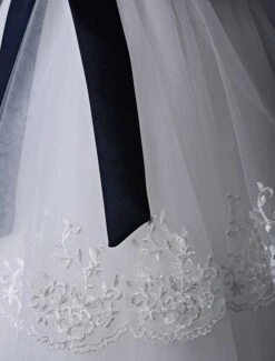 Ivory Tulle Flower Girl Dress With Lace Applique And Navy Blue Sash Free Customization -AYA Cosplay Shop f561bc9d 6d6c 4065 a9ea 6918432fede8