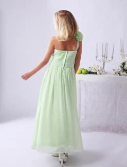 Junior Bridesmaid Dresses Light Green One Shoulder Flowers Chiffon Long Flower Girl Dress -AYA Cosplay Shop f9e2cfb3 cace 4847 ba5f 245a102fbade