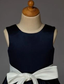 Flower Girl Dresses Dark Navy Plaid Backless Sleeveless Satin Ribbon Sash Kids Dinner Party Dress -AYA Cosplay Shop fa02db64 9139 4040 8cc4 55f6726198ee